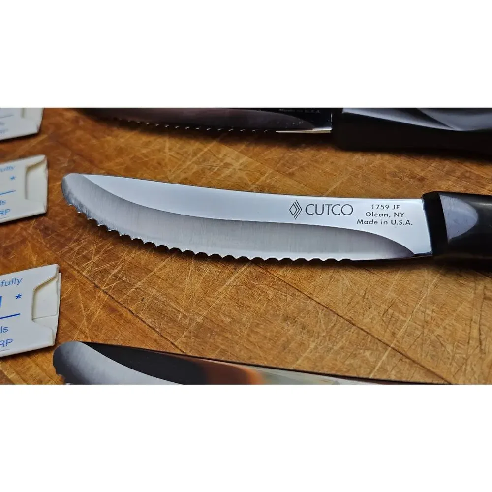 Set of 4 Cutco 1759 Table Knives Double-D Edge Classic Dark Swirl TH Marked USA